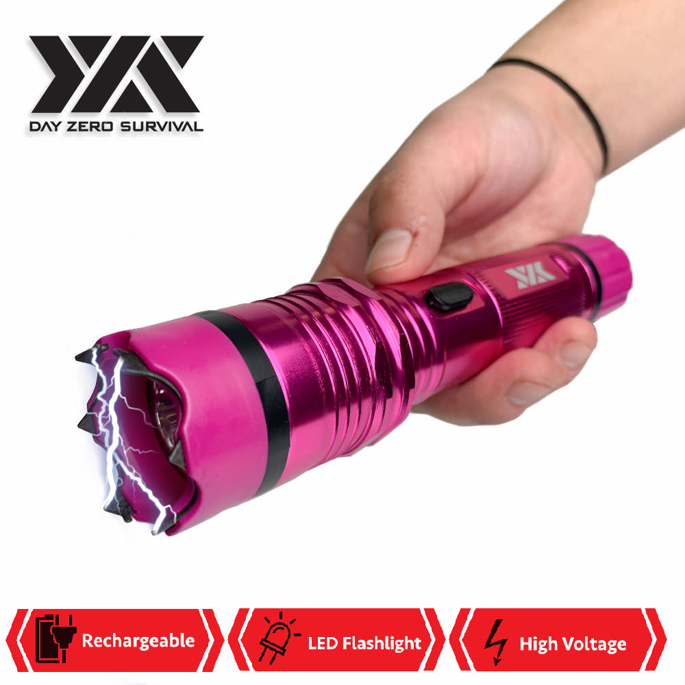 DZS Elite Force Stun Gun All Metal 10 Million Volt Rechargeable + LED Flashlight - Pink - Tophatter's Army Products & Self Defense Collectible Weapons - Tophatter Daily Deals